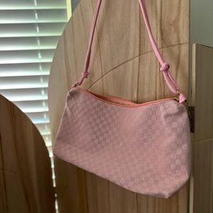 Pastel pink checkered shoulder bag